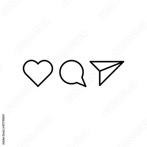 Vector social media Like, comment, share and save icons. Editable and changeable color.