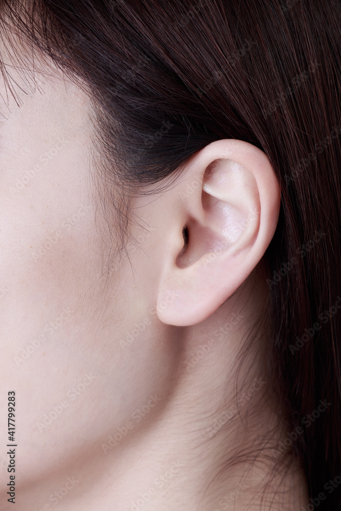 close up of ear, Asia woman