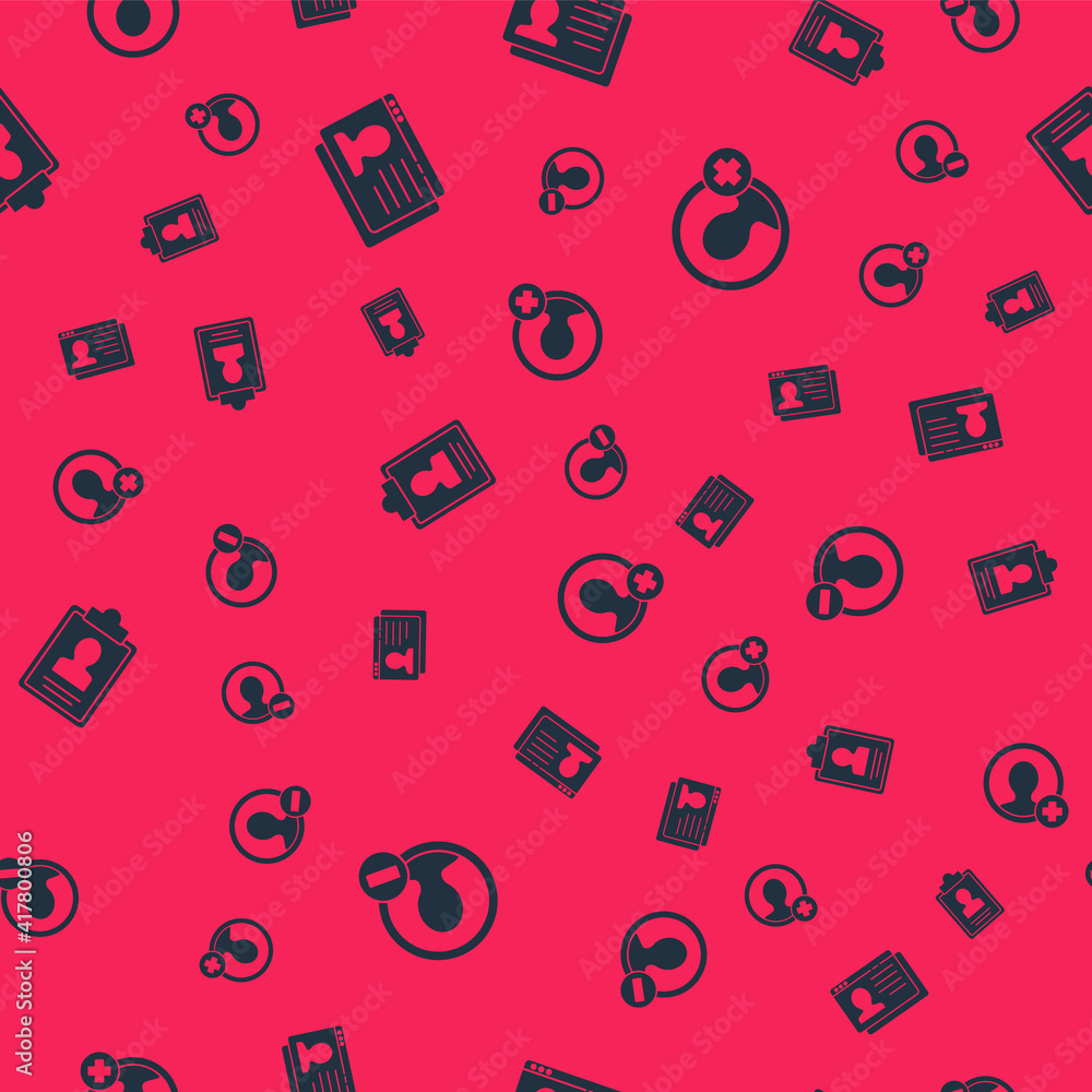 Set Create account screen, Resume, Clipboard with resume and on seamless pattern. Vector. Set Create account screen, Resume, Clipboard with resume and on seamless pattern. Vector.