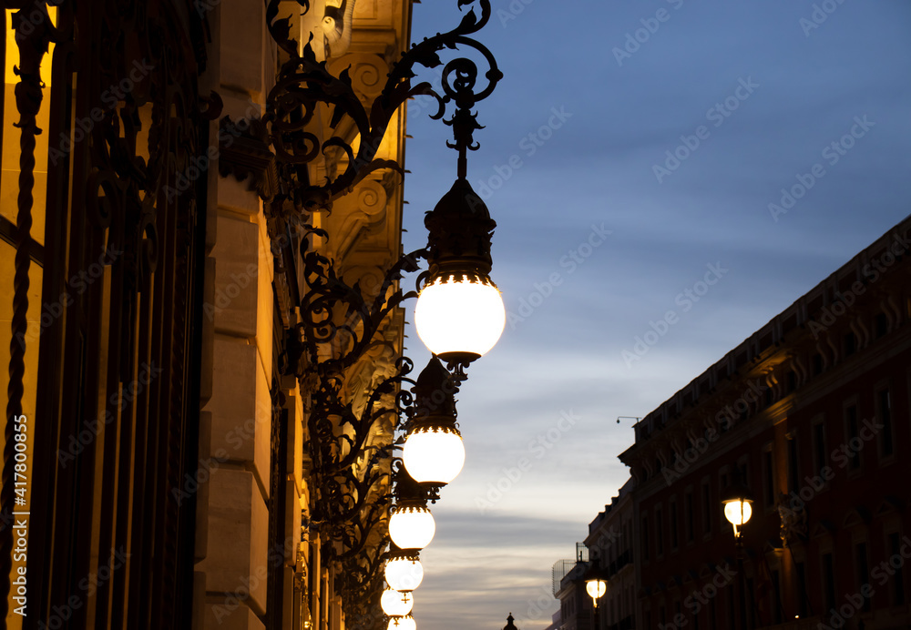 Street lamps in Madrid. Spain