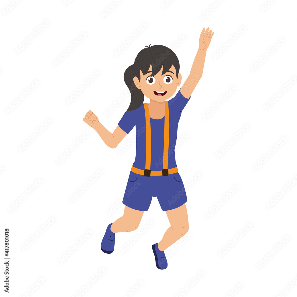 Happy girl jumping vector illustration isolated on white background Happy girl jumping vector illustration isolated on white background