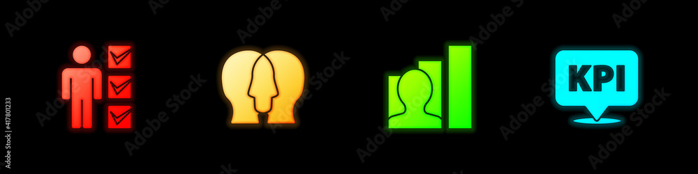 Set User of man in business suit, Project team base, Productive human and Key performance indicator icon. Vector. Set User of man in business suit, Project team base, Productive human and Key performance indicator icon. Vector.