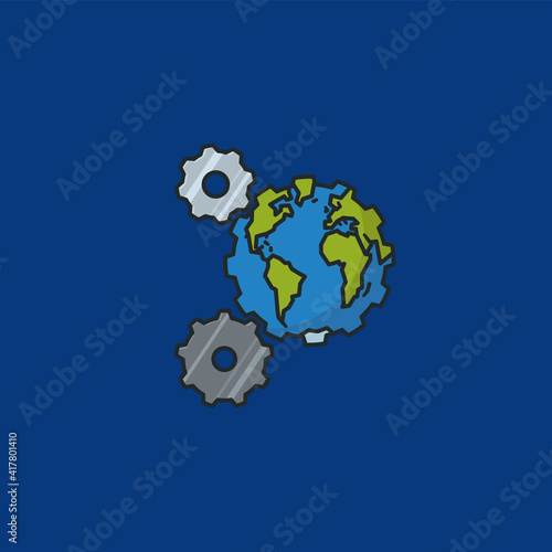 The Earth as a cogwheel in a transmission vector illustration for World Standards Day on October 14