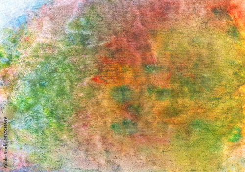 abstract textural background with green, yellow and red paint paint spots, strokes © ksenija1803z