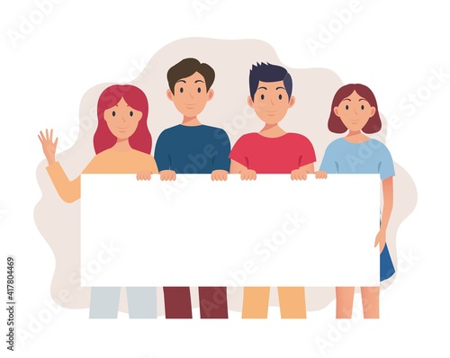 Group Of PeopleI llustration Set Isolated With Banner, Vector Illustration photo