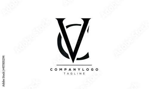 Abstract Letter Initial CV Vector Logo Design Template