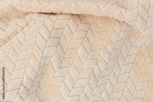 Canvas Print Plush beige blanket with fluffy pile and simple embossed pattern.