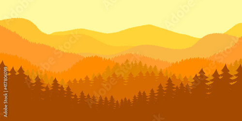 Forest landscape background vector design illustration 