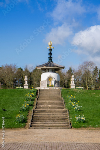 Front view of the Peace pagoda at Willen Lake