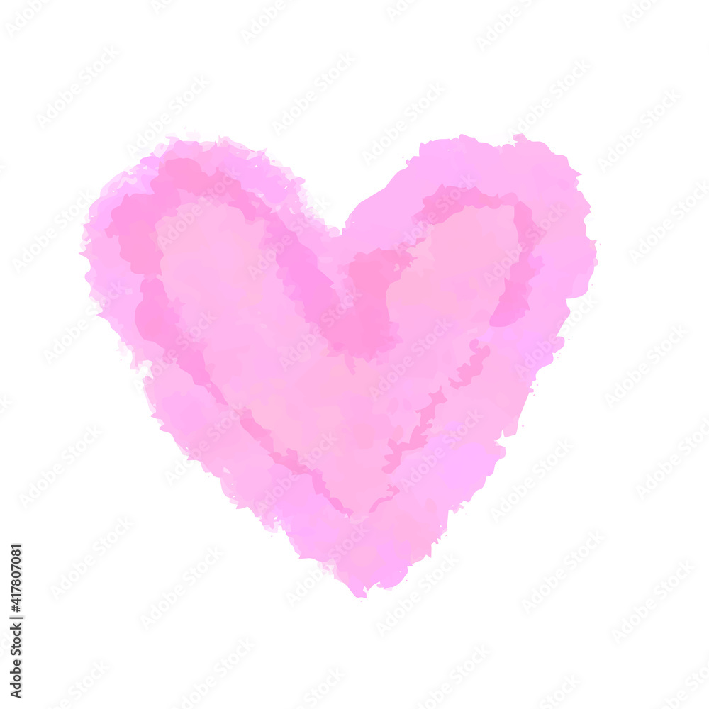 Pale pink watercolor heart on a white background