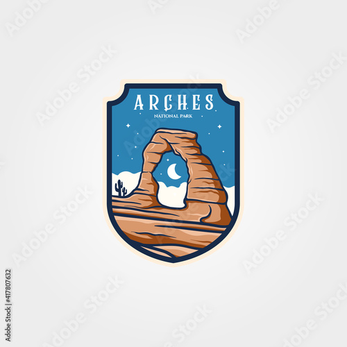 Fotografia, Obraz arches national park emblem logo vector sticker patch travel symbol illustration
