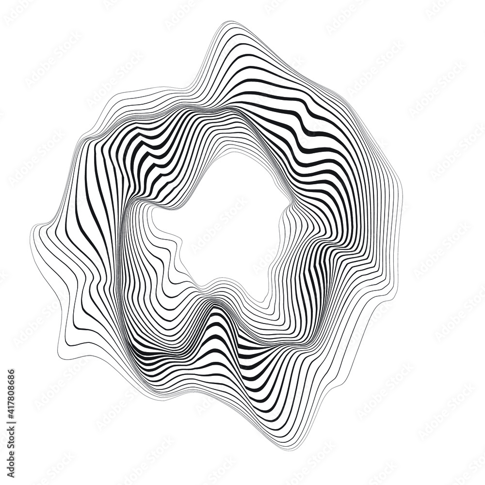 Flow Lines in Circle Form . Spiral Vector Illustration .Technology round Logo . Design element . Abstract Geometric shape . Striped border Flow Lines in Circle Form . Spiral Vector Illustration .Technology round Logo . Design element . Abstract Geometric shape . Striped border