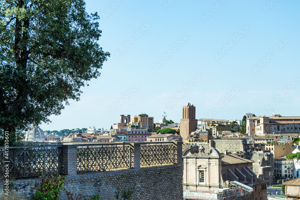 Aerial view of the Trastereve district in the city of Rome, Italy. Tourism in Italy. Aerial view of the Trastereve district in the city of Rome, Italy. Tourism in Italy.