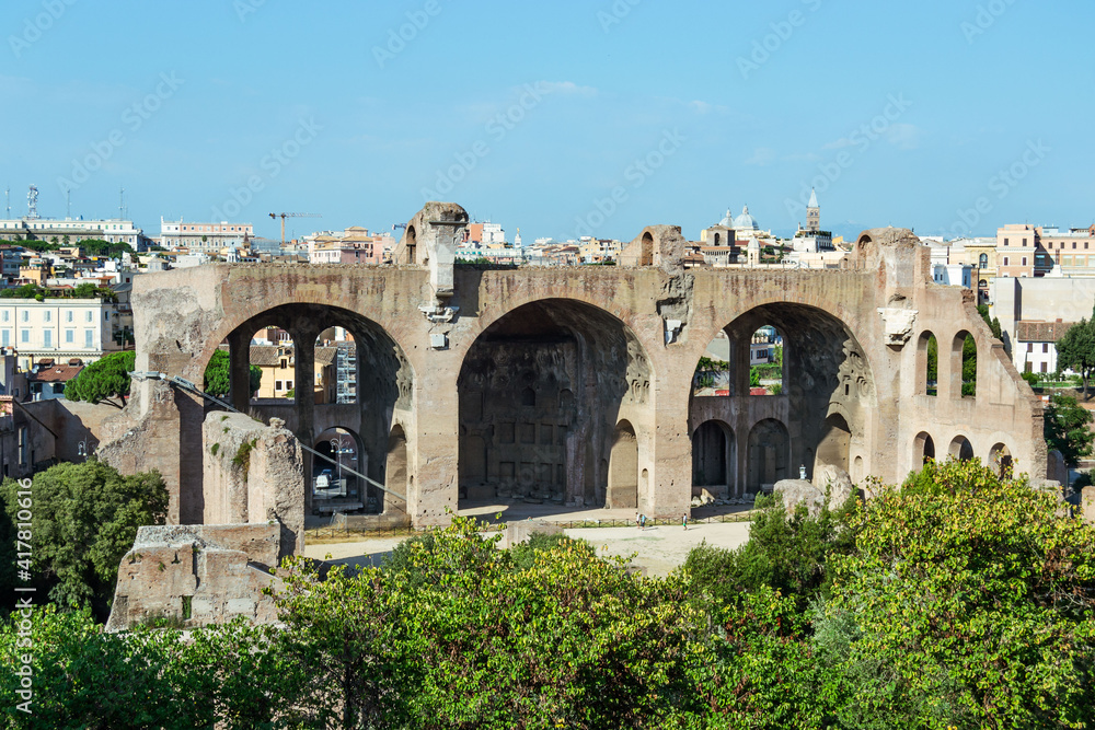 ruins of the Roman Forum in the city of Rome, Italy.