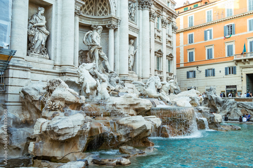 Sightseeing at the Fontana di tevi in Rome, Italy.