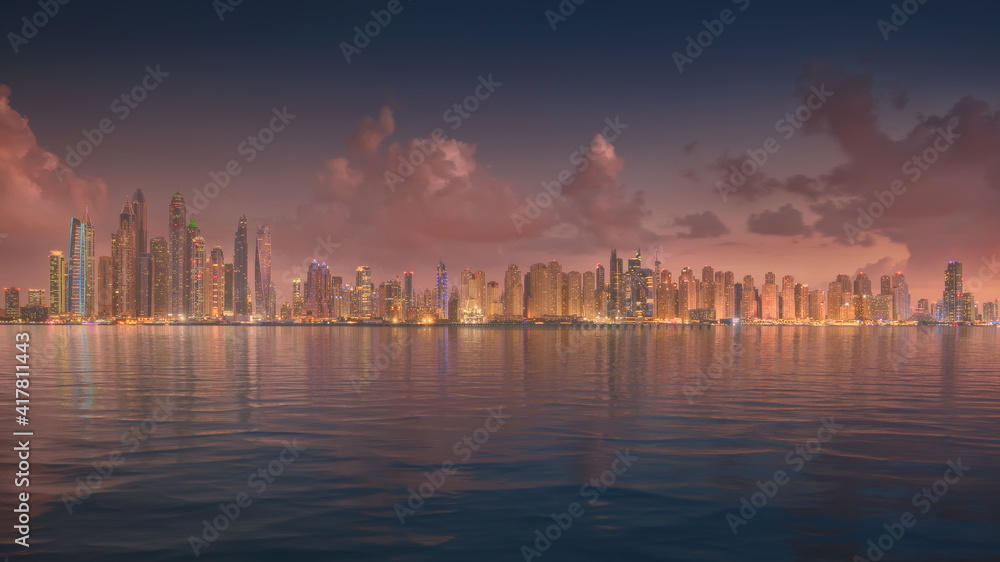 Cityscape of Dubai with modern diversity in architecture styles