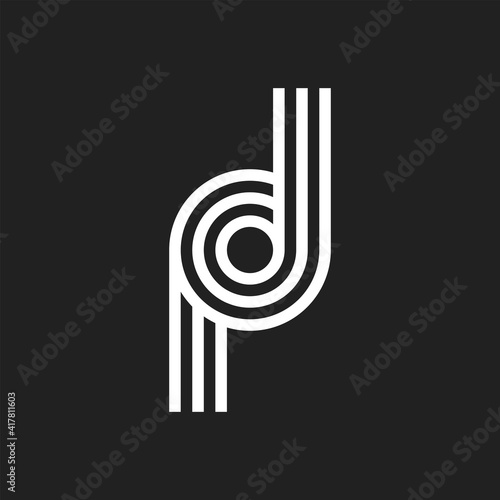 Letter PD DP POD DOP logo with black and white background