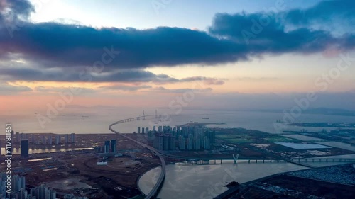 인천 바다의 노을 인천공항