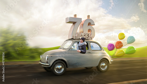 Geburtstagsauto Happy Birthday 76