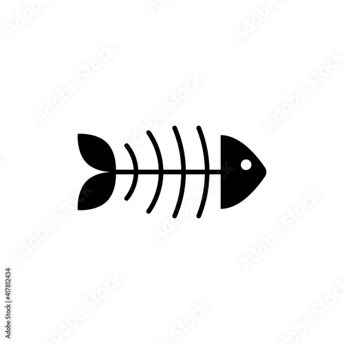 Fish skeleton black icon sign