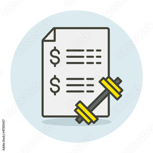 Club Membership Ticket Concept, Day Pass Vector color line Icon Design, Gym Fitness symbol on white background, Workout exercise equipment stock illustration