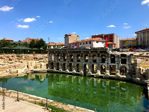 The historic Sarikaya Roman baths. An ancient building in the middle of the modern city. Sarikaya / Yozgat photo