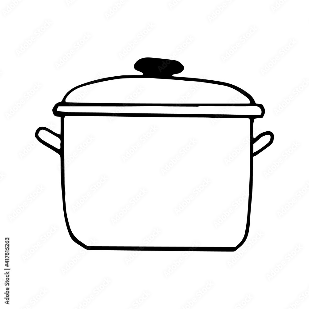 saucepan icon, sticker. sketch hand drawn doodle style. vector, minimalism, monochrome. dishes, cooking, food. saucepan icon, sticker. sketch hand drawn doodle style. vector, minimalism, monochrome. dishes, cooking, food.