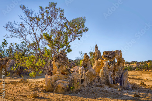 The Pinnacles are limestone formations appearing from the sand of the Nambung National Park, Western Australia