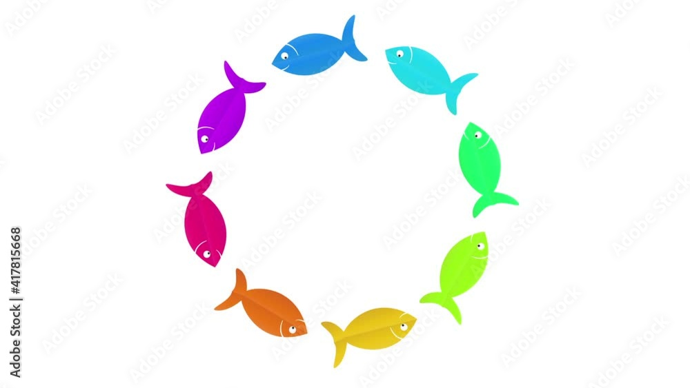 colored fish in round colored fish in round