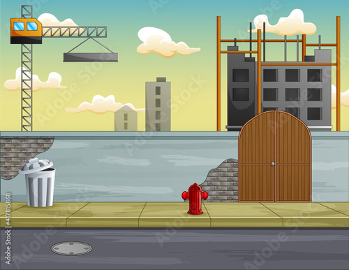 Process construction building a house illustration