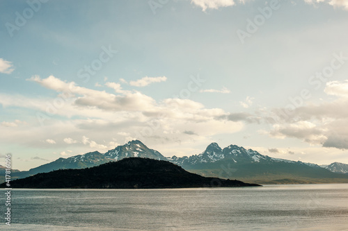 Beautiful mountain with snow of Ushuaia, province of Tierra del Fuego, Argentina photo