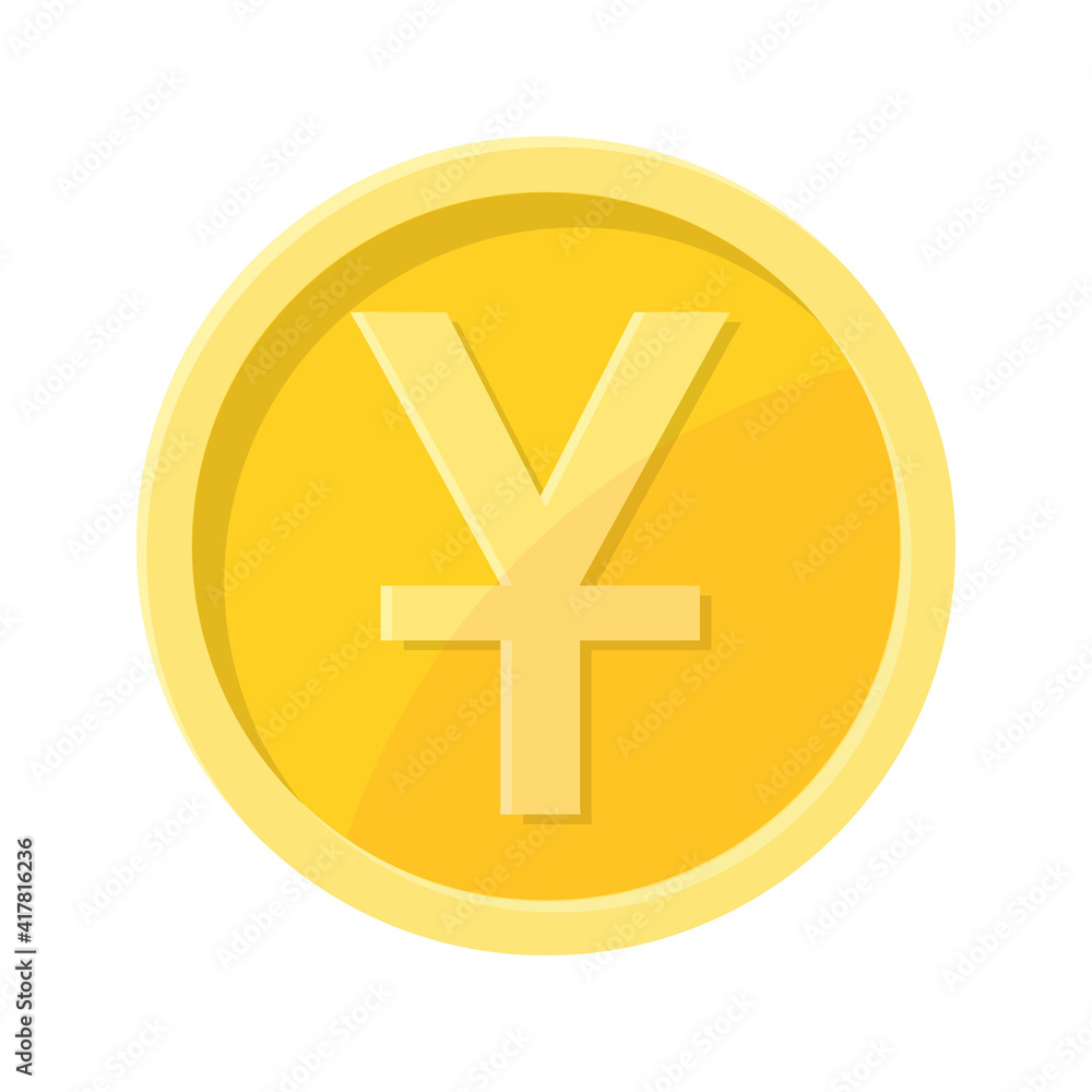 Simple illustration of Chinese yuan, yen symbol, coin Concept of internet currency Simple illustration of Chinese yuan, yen symbol, coin Concept of internet currency