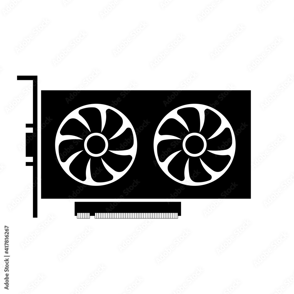 Simple illustration of graphics card GPU. Personal computer component icon  Stock Vector | Adobe Stock