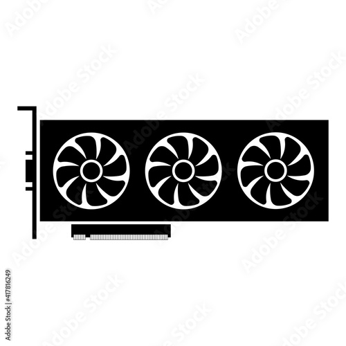 Simple illustration of graphics card GPU. Personal computer component icon