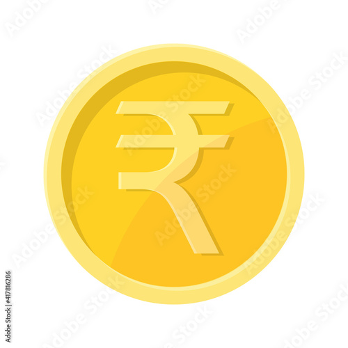 Simple illustration of Indian rupee, coin Concept of internet currency