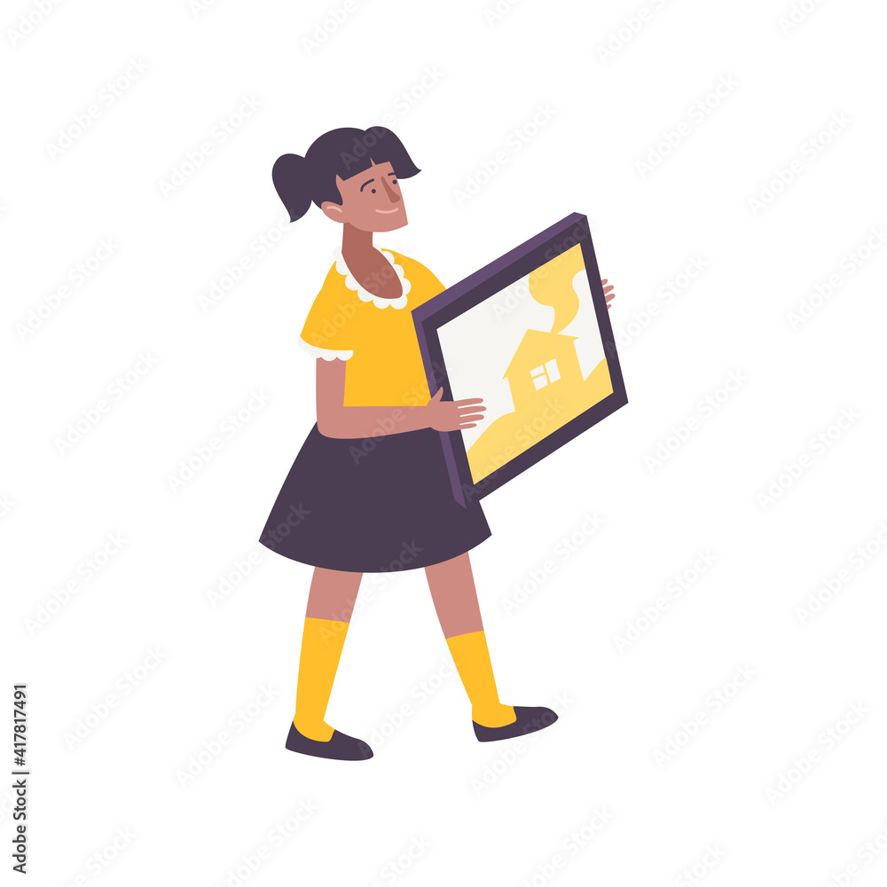 Girl With Drawing Composition Girl With Drawing Composition