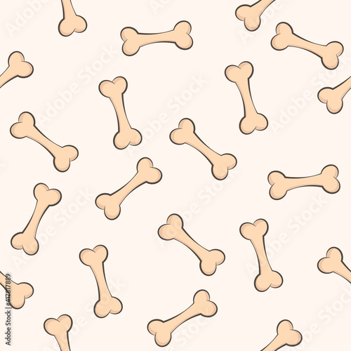 Vector seamless pattern with the image of bones for a dog. Background with snacks for dogs.
