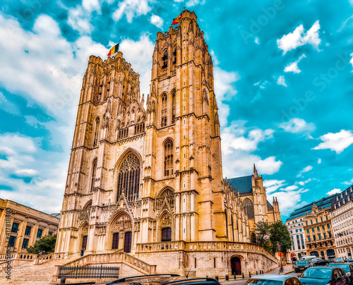 Cathedral of St. Michael and St. Gudula  is a Roman Catholic church in Brussels, Belgium. photo