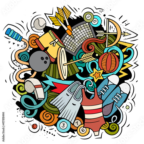 Sport cartoon doodle illustration. Funny Art design.