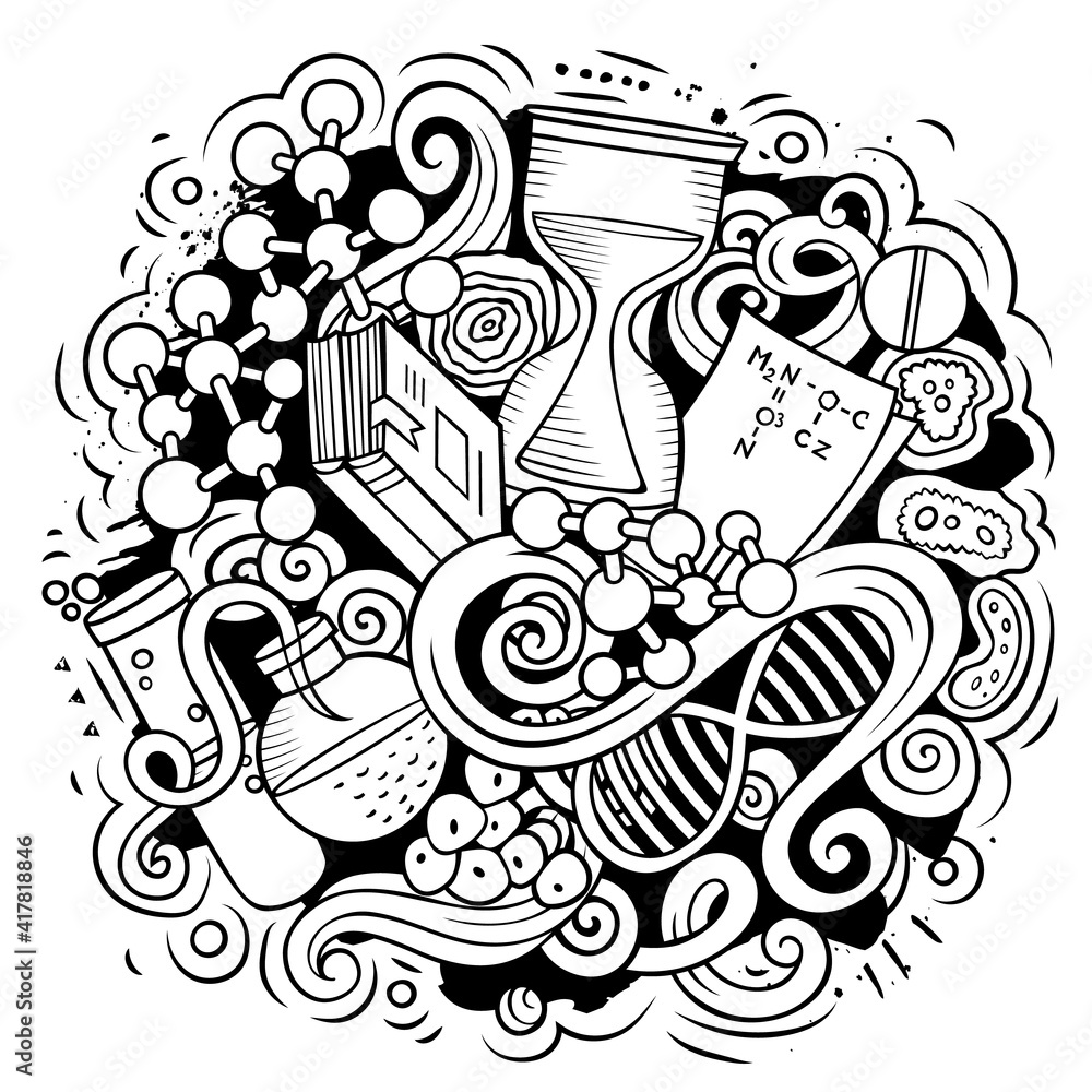 Naklejka premium Science cartoon vector doodle design