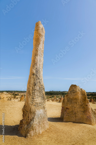 The Pinnacles are limestone formations appearing from the sand of the Nambung National Park, Western Australia photo