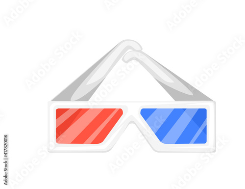 Disposable paper 3D glasses for cinema vector illustration isolated on white background