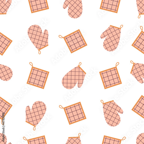 potholder and mitt seamless pattern, vector illustration