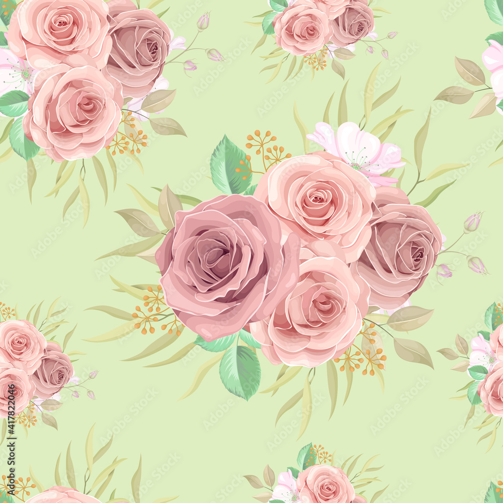 Beautiful seamless pattern with colorful roses