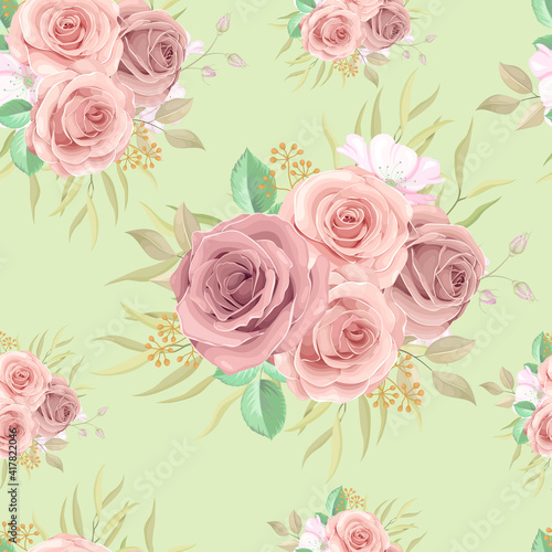 Beautiful seamless pattern with colorful roses
