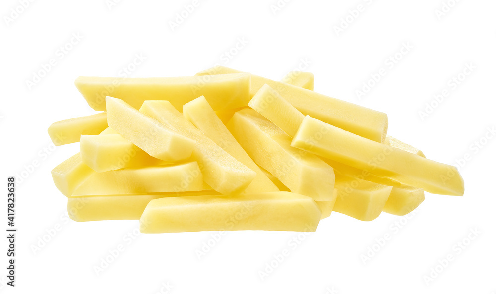 raw french fries isolated on white background. raw french fries isolated on white background.
