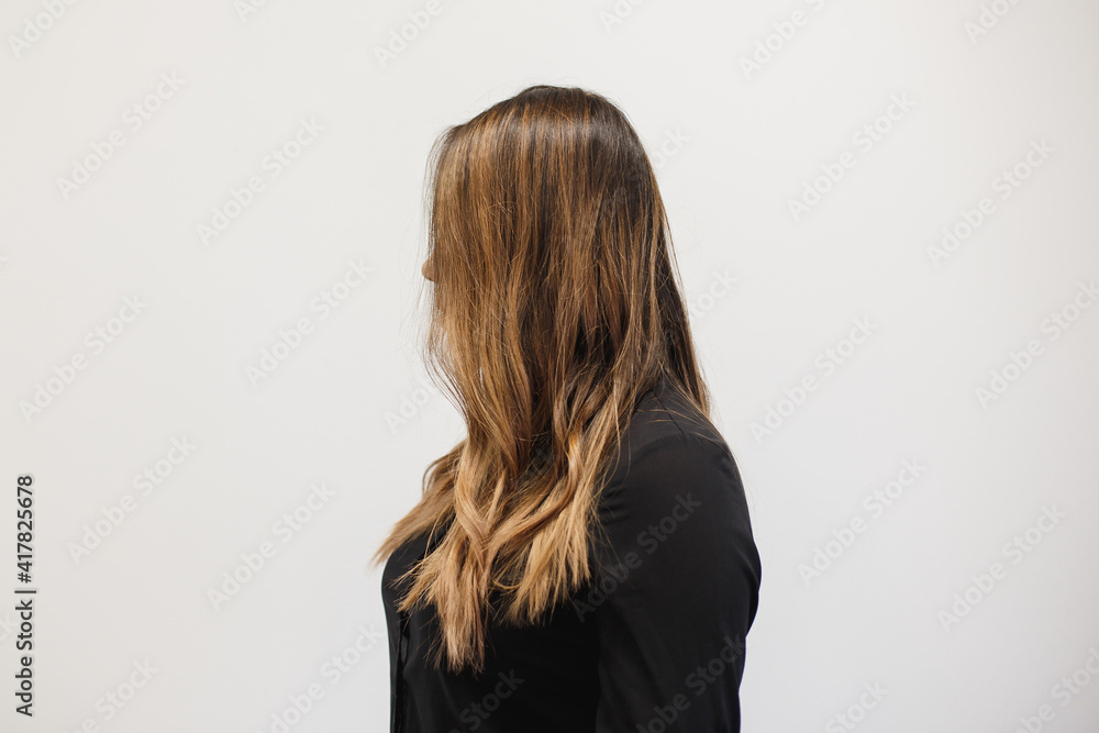 portrait of a woman. girl demonstrates her hairstyle. stylist concept. hairdressing portrait of a woman. girl demonstrates her hairstyle. stylist concept. hairdressing