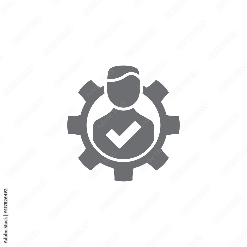 Skills icon with check sign, color, line, outline vector sign, linear ...