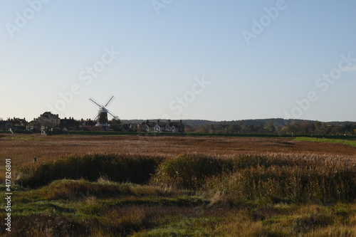 Cley Mill on a bright, sunny day. North Norfolk, UK