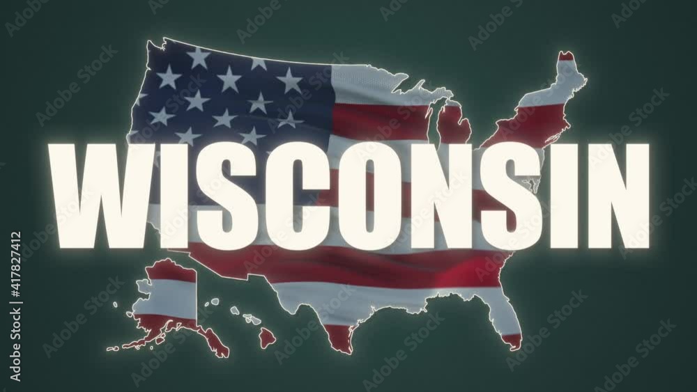 Wisconsin pull out from USA states abbreviations map Stock ビデオ Adobe